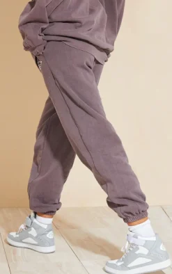 Dark Brown Santa Monica Washed Embroidered Sweatpants