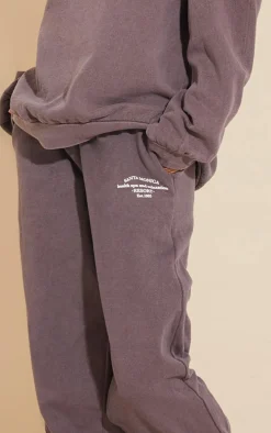 Dark Brown Santa Monica Washed Embroidered Sweatpants
