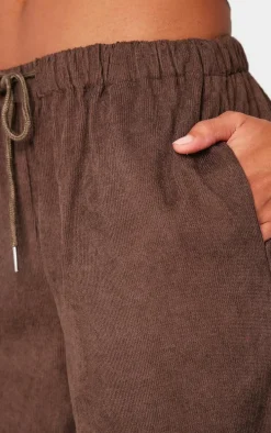 Dark Chocolate Cord Tie Waist Low Rise Pants