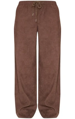 Dark Chocolate Cord Tie Waist Low Rise Pants