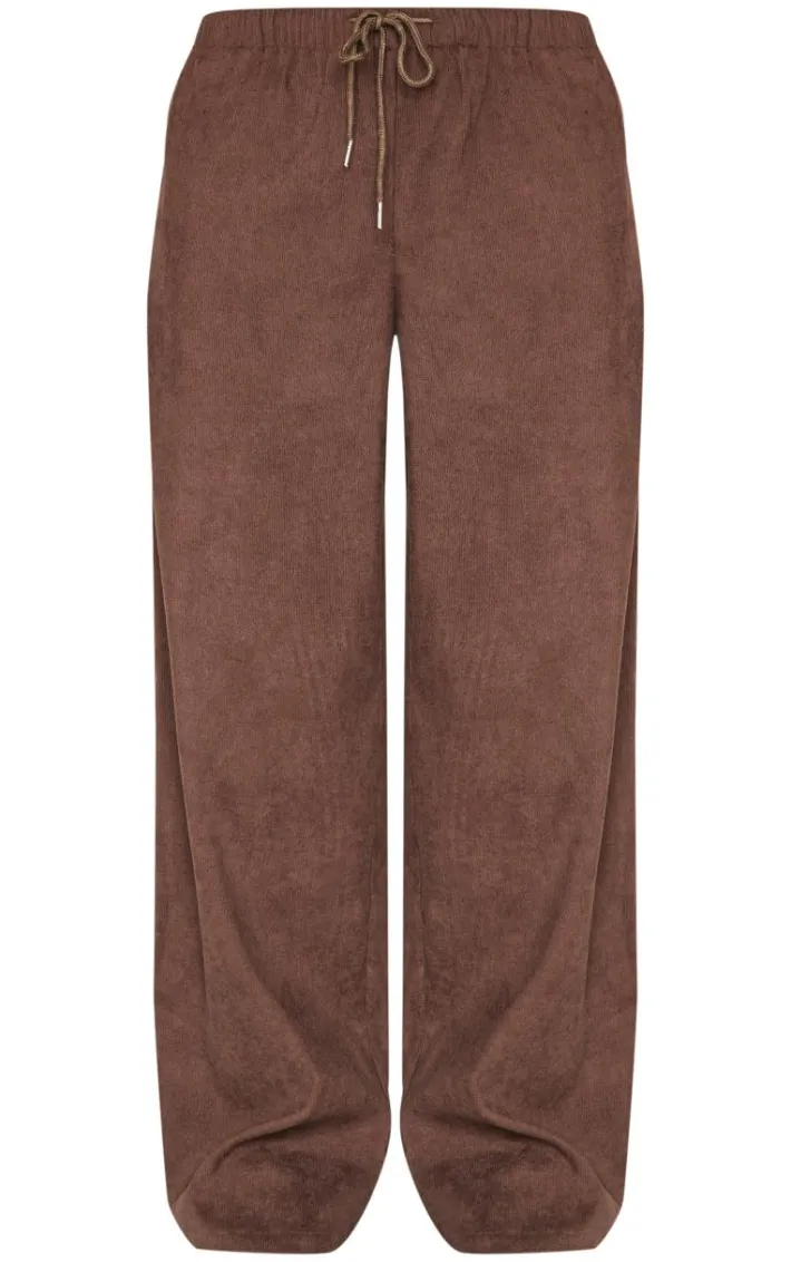 Dark Chocolate Cord Tie Waist Low Rise Pants