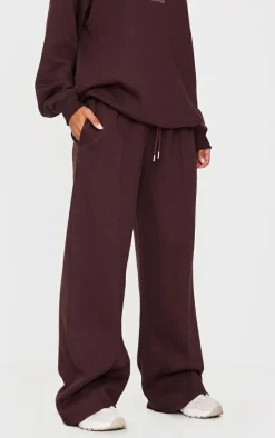 Dark Chocolate Embroidered Straight Leg Sweatpants