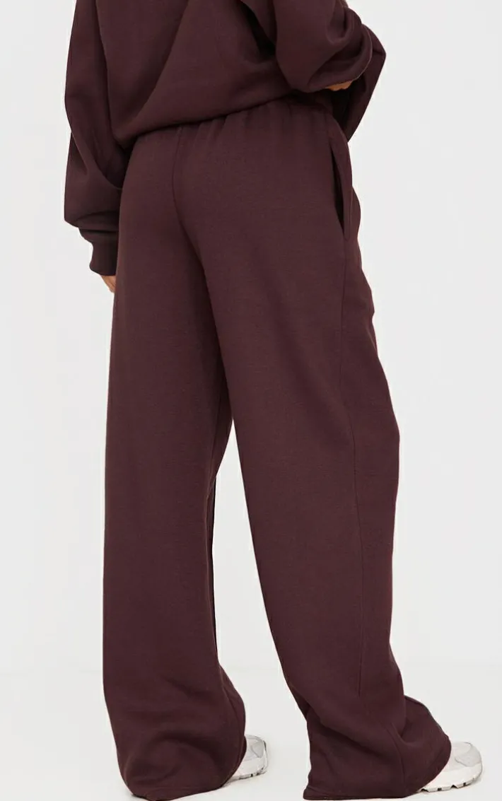 Dark Chocolate Embroidered Straight Leg Sweatpants