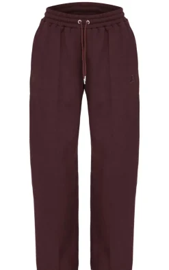 Dark Chocolate Embroidered Straight Leg Sweatpants