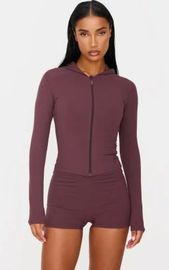 Dark Chocolate Sculpt Hooded Gym Jacket