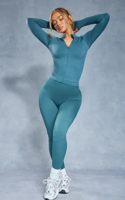 Dark Green Basic Seamless High Waist Gym Leggings