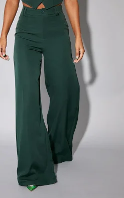 Dark Green Woven Double Belt Loop Suit Pants