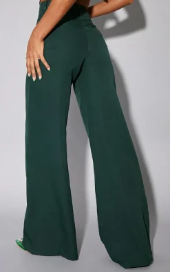 Dark Green Woven Double Belt Loop Suit Pants
