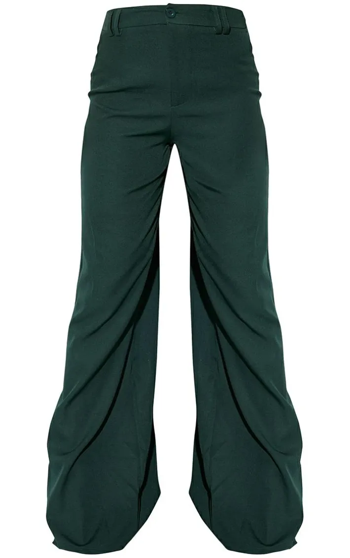 Dark Green Woven Double Belt Loop Suit Pants