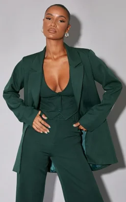 Dark Green Woven Oversized Suit Jacket