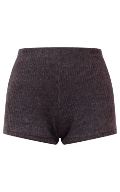 Dark Grey Brushed Rib Hotpants