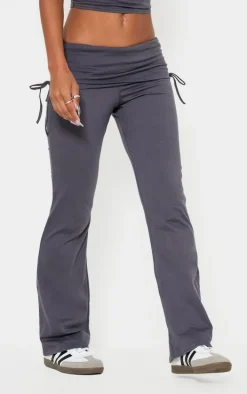 Dark Grey Foldover Flared Leggings
