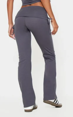 Dark Grey Foldover Flared Leggings