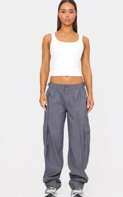 Dark Grey Lightweight Shell Low Rise Cargo Ttrousers