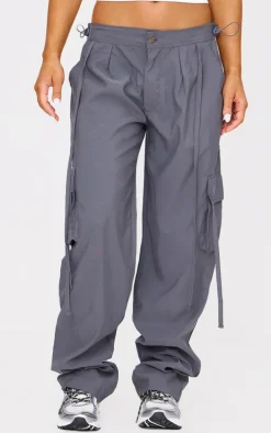 Dark Grey Lightweight Shell Low Rise Cargo Ttrousers