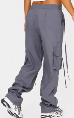 Dark Grey Lightweight Shell Low Rise Cargo Ttrousers