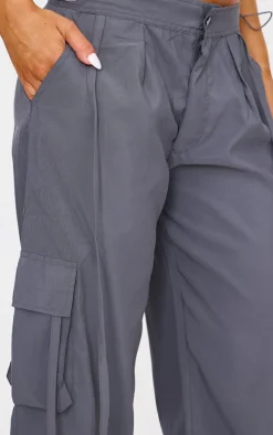 Dark Grey Lightweight Shell Low Rise Cargo Ttrousers