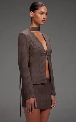 Dark Grey Pinstripe Mini Skirt