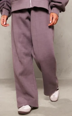 Dark Grey Premium Washed Oversized Pintuck Wide Leg Sweatpants