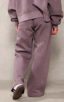 Dark Grey Premium Washed Oversized Pintuck Wide Leg Sweatpants