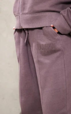 Dark Grey Premium Washed Oversized Pintuck Wide Leg Sweatpants