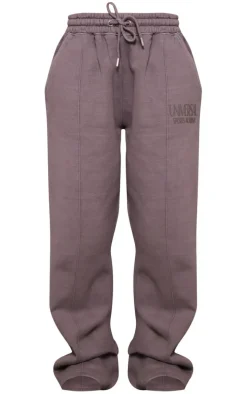 Dark Grey Premium Washed Oversized Pintuck Wide Leg Sweatpants