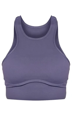 Dark Grey Sculpt Longline Under Bust Detail Double Strap Sports Bra