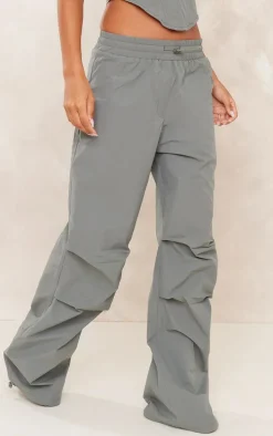 Dark Khaki Shell Ruched Toggle Drawstring Cargo Pants