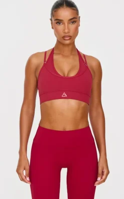 Dark Red Double Layered Sports Bra