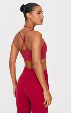 Dark Red Double Layered Sports Bra