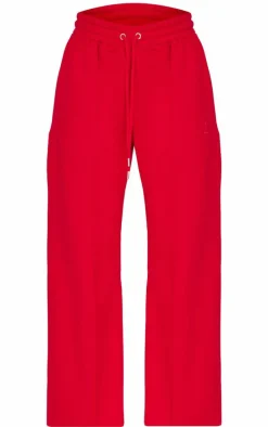 Dark Red Embroidered Straight Leg Sweatpants