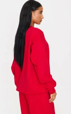 Dark Red Embroidered Sweatshirt