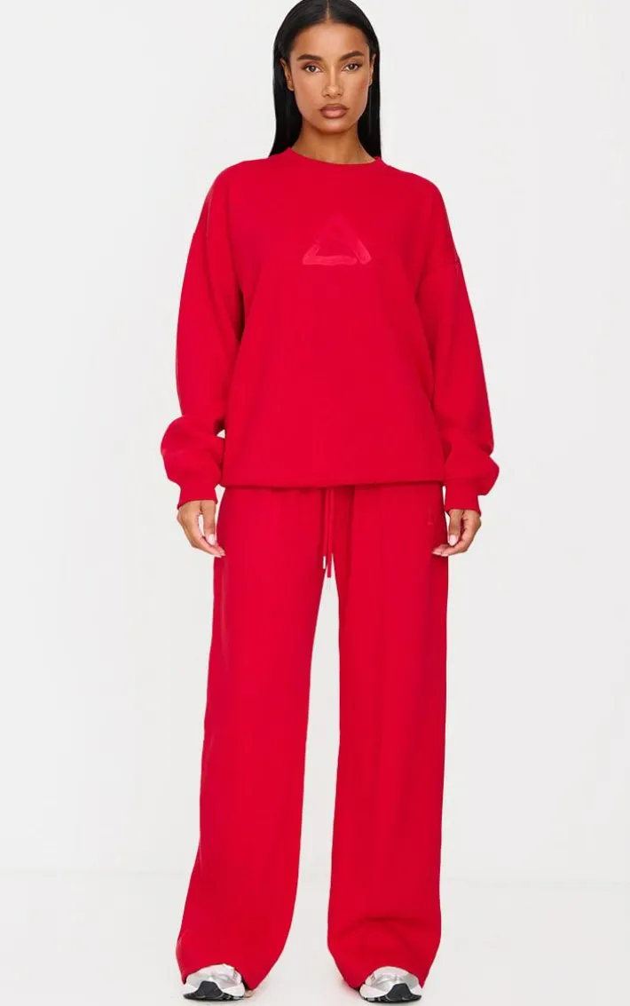 Dark Red Embroidered Sweatshirt