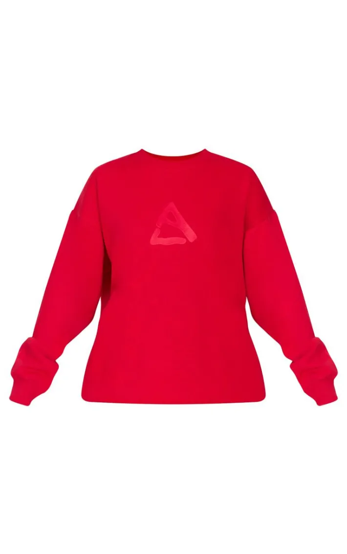 Dark Red Embroidered Sweatshirt