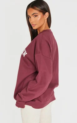 Dark Red Printed Oversized Copenhagen Sweatshirt