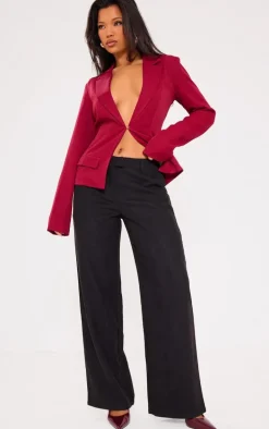 Dark Red Woven Tailored Fit Blazer