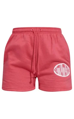 Dark Rose Prettylittlething Printed Sweat Short