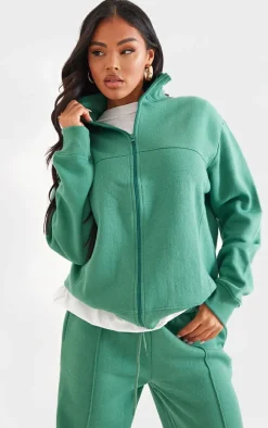 Dark Teal Seam Detail Zip Through Track Top
