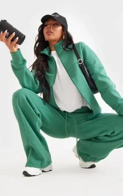 Dark Teal Seam Detail Zip Through Track Top