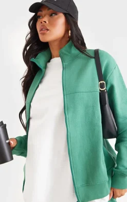 Dark Teal Seam Detail Zip Through Track Top