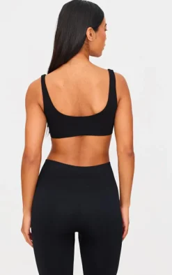 Deep Black Sculpt Double Layered Padded Sports Bra