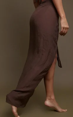 Deep Brown Linen Look Beach Sarong