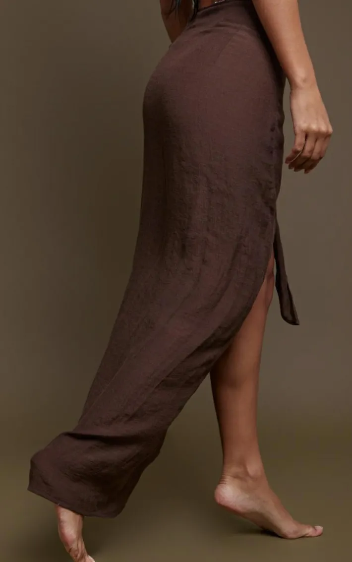 Deep Brown Linen Look Beach Sarong