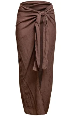 Deep Brown Linen Look Beach Sarong