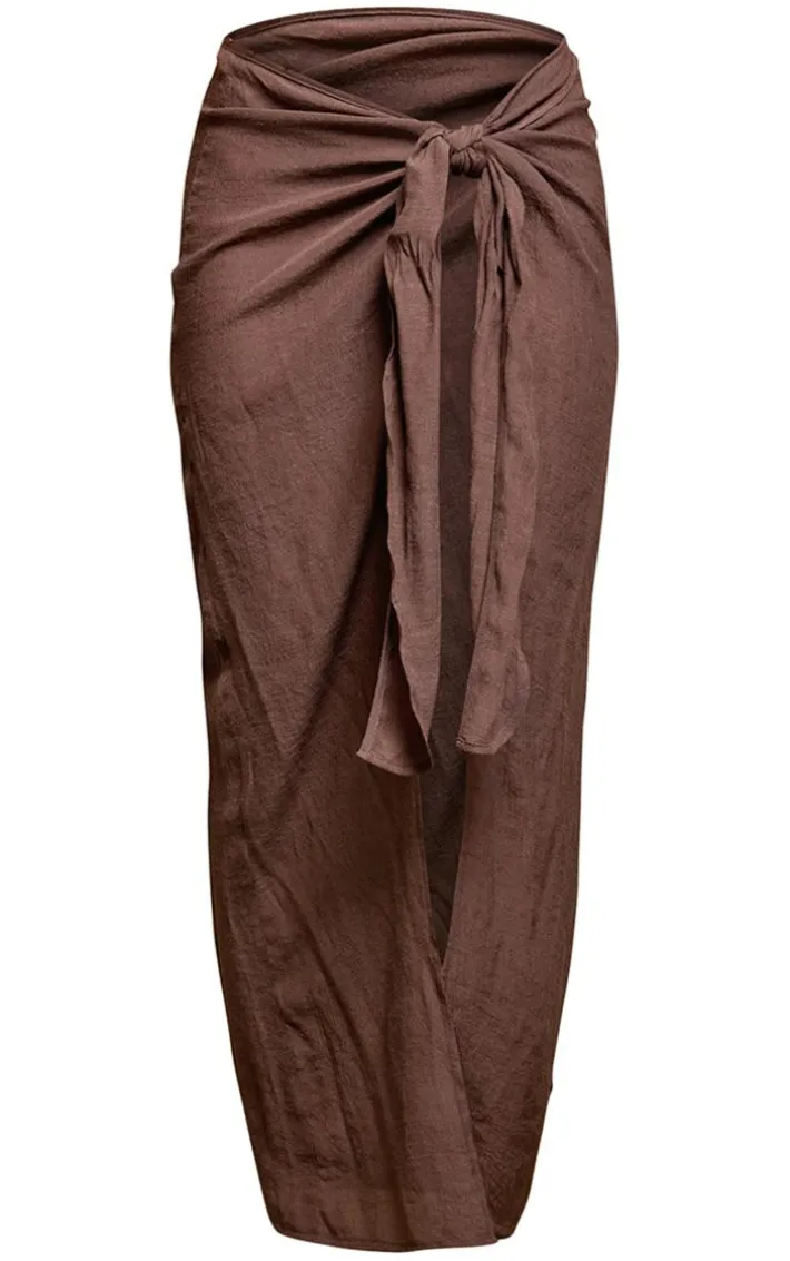 Deep Brown Linen Look Beach Sarong