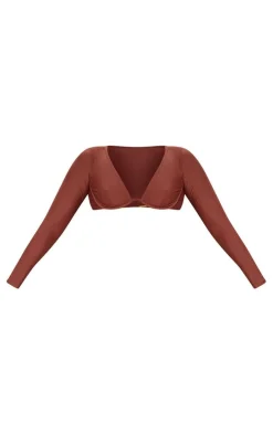 Deep Brown Mix & Match Underwired Long Sleeve Bikini Top