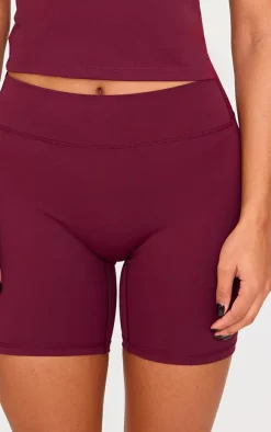 Deep Burgundy Sculpt High Waist Gym Shorts