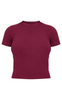 Deep Burgundy Sculpt Longline Short Sleeve Gym Top