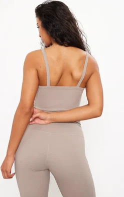 Deep Taupe Sculpt Strappy Gym Vest