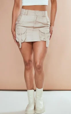 Desert Sand Cargo Pocket Detail Micro Mini Skirt